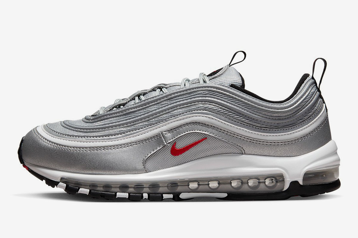 white and silver air max 97